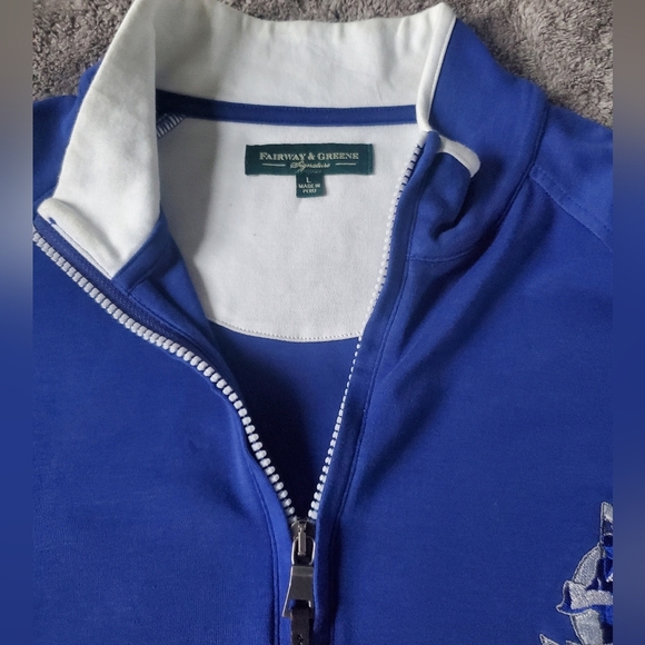 Fairway & Greene Signature Golf Royal Blue 1/4 Zip Men's Pullover, Size L - Picture 6 of 7